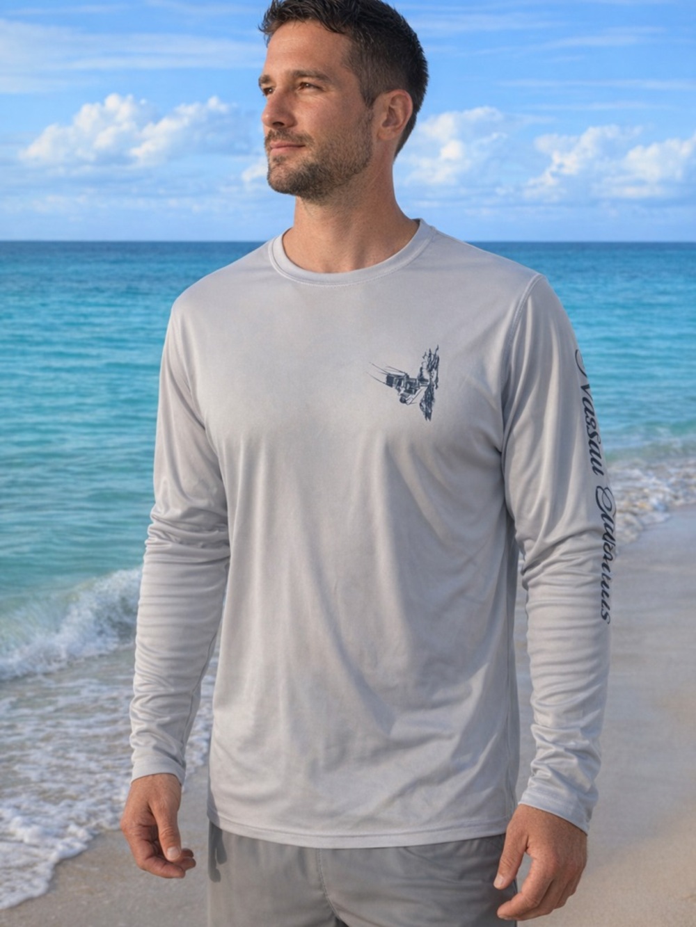 Spicy Tuna Performance Long Sleeve Men’s Small Gray Fishing Shirt